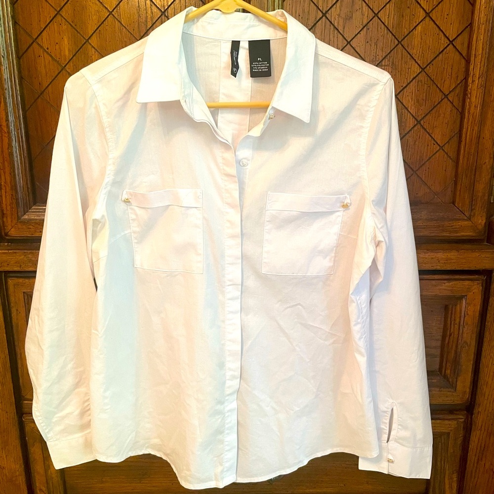 Size Petite L White Button Down With Button Down … - image 3